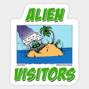 Alien Visitors Funny UFO Novelty Gift Sticker